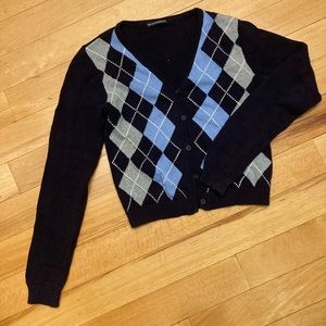 Brandy Melville Blue Argyle Cardigan. One size